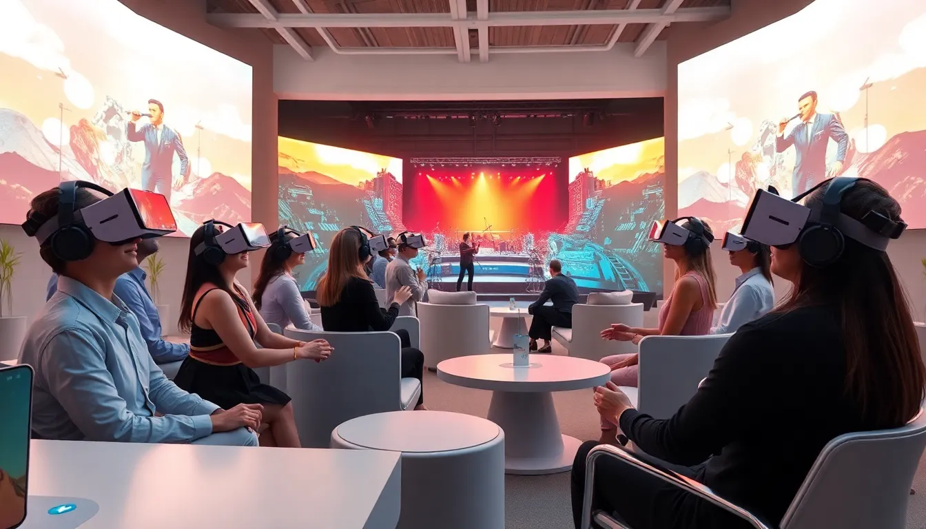 diverse professionals immersed in a virtual reality event.